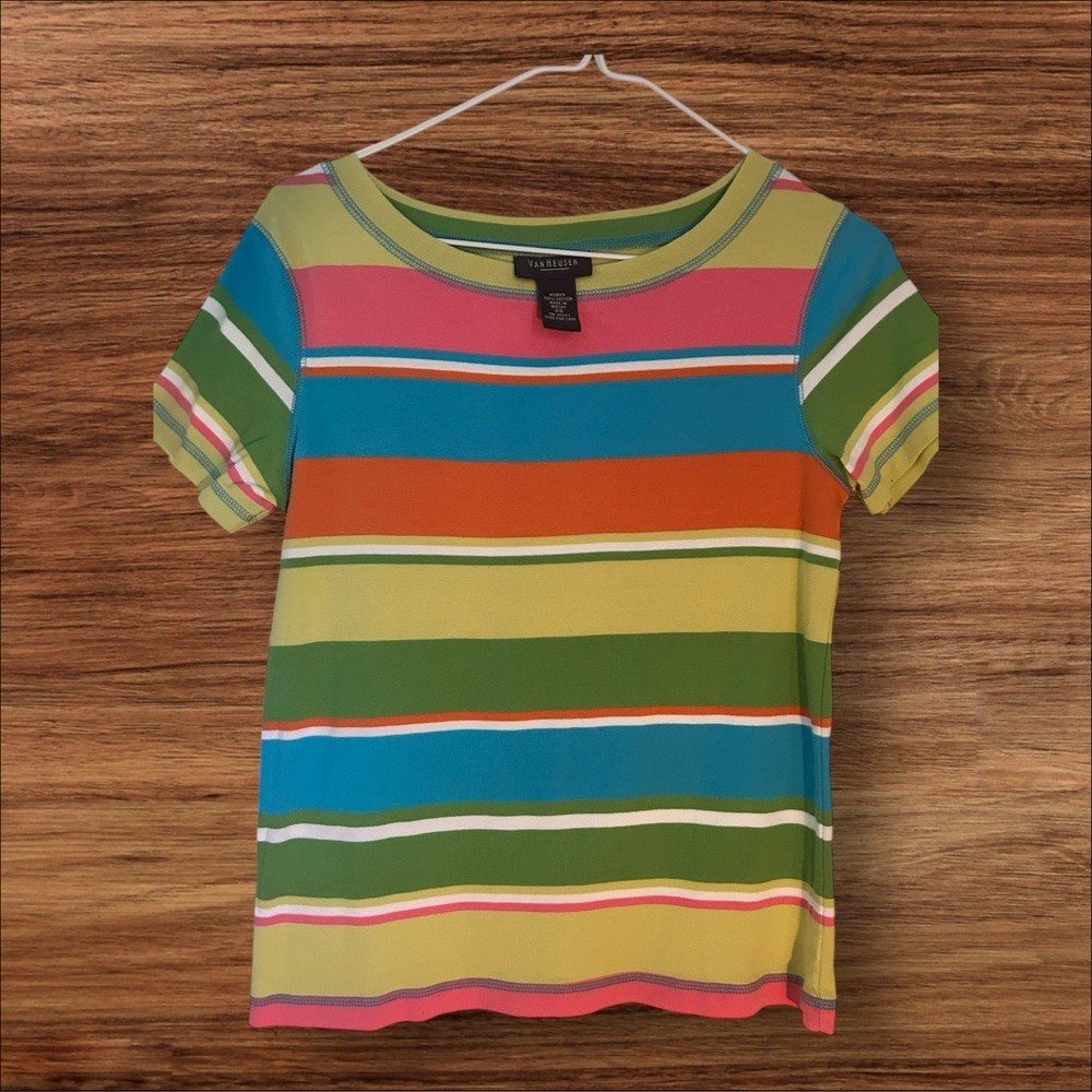 Van Heusen Retro Colorful Stripe Tee Shirt Women’s Size XS